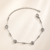 Eternos Acessórios - Pulseira Feminina Aço Inox 316L Corrente Bolinha e Concha Shell