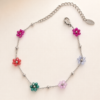 Eternos Acessórios - Pulseira Feminina Aço Inox 316L Flores Coloridas