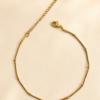 Eternos Acessórios - Pulseira Feminina Bolinha Fina Dourada em Aço Inox 316L
