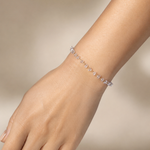 Pulseira Feminina Cascalho Cristal Diamantado Dourada em Aço Inox 316L