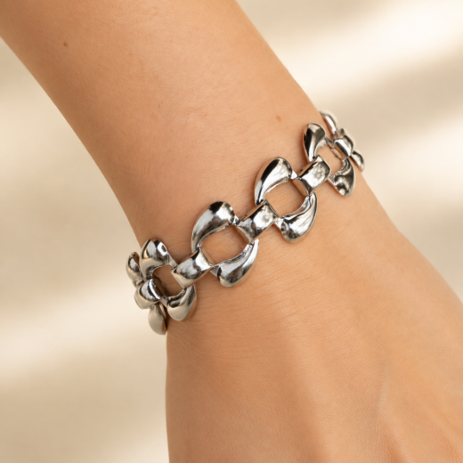 Pulseira Feminina Aço Inox 316L Corrente Bridão Grande Luxo