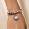 Eternos Acessórios - Pulseira Feminina Aço Inox 316L Berloque Sol Pérola Lua e Estrela