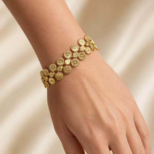 Pulseira Feminina Medalhas Luxo Dourada em Aço Inox 316L
