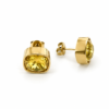 Eternos Acessórios - Brinco Feminino Dourado Aço Inox 316L Quadrado Zircônea Citrino