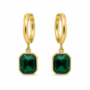 Eternos Acessórios - Brinco Feminino Argola Dourado Aço Inox 316L Zircônea Verde Esmeralda