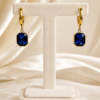 Eternos Acessórios - Brinco Feminino Argola Dourado Aço Inox 316L Zircônea Azul Safíra