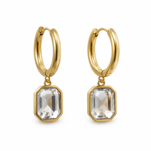 Brinco Feminino Argola com Zircônia Cristal Dourado
