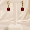 Eternos Acessórios - Brinco Feminino Argola com Zircônia Vermelho Rubi Dourado em Aço Inox 316L