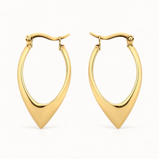 Brinco Feminino Argola V Aço Inoxidável 316L Dourado