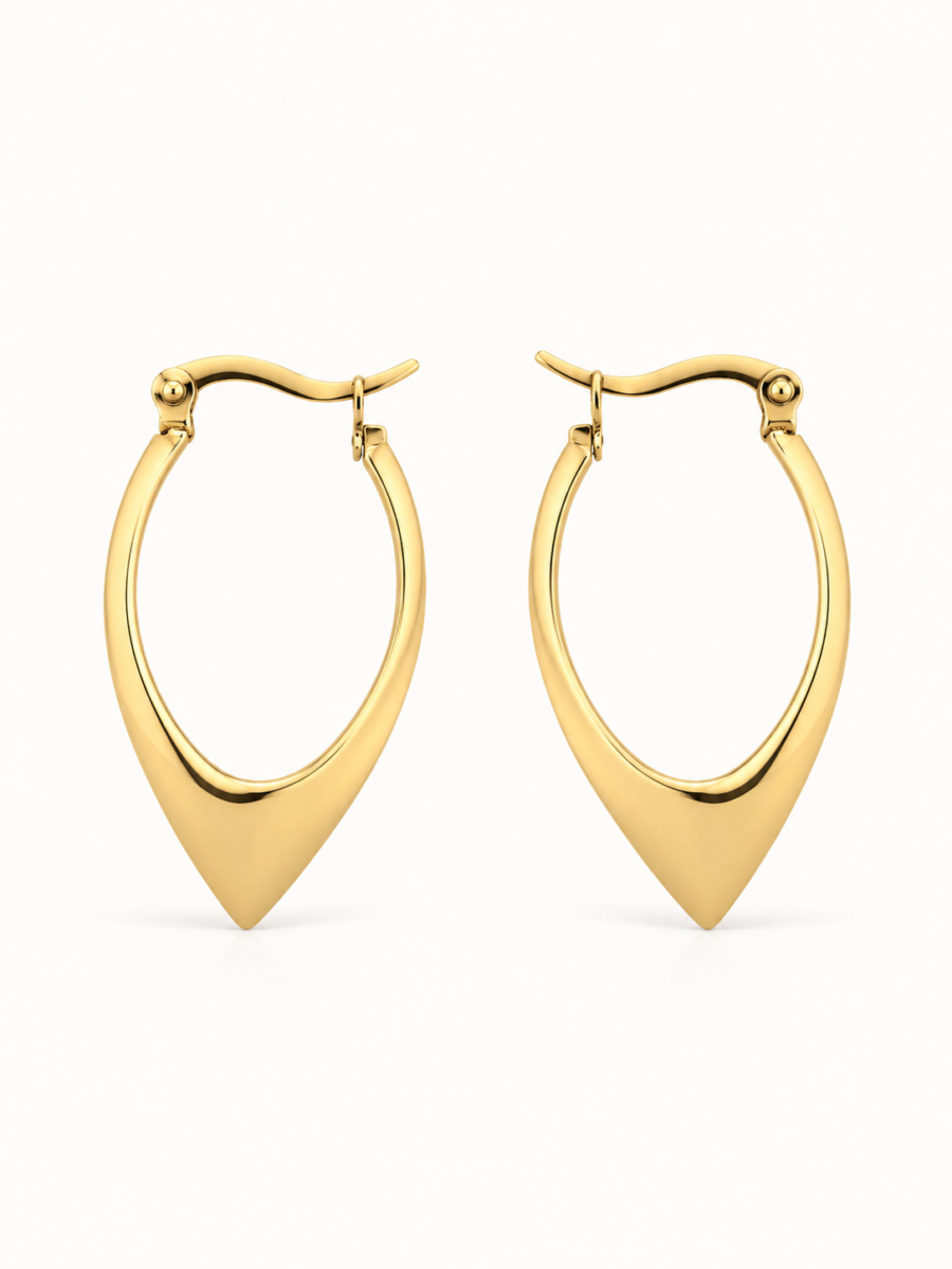 Eternos Acessórios - Brinco Feminino Argola V Aço Inoxidável 316L Dourado