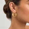Eternos Acessórios - Brinco Feminino Argola Dourado Aço Inoxidável 316L Lua e Estrelas