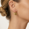 Eternos Acessórios - Brinco Feminino Argola Dourado Aço Inoxidável 316L Leque