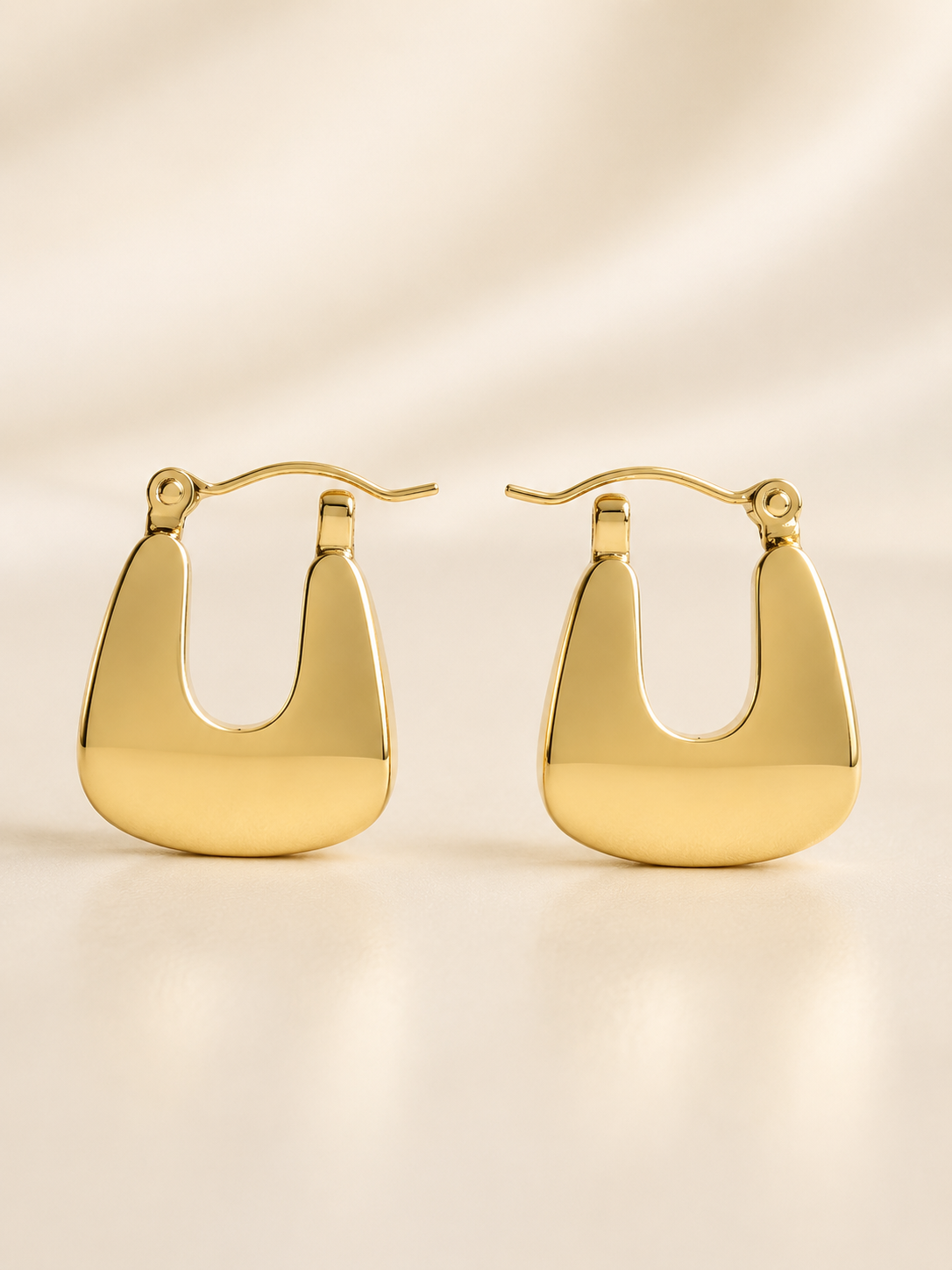 Eternos Acessórios - Brinco Feminino Argola Dourado Aço Inoxidável 316L Leque Brinco Feminino Argola Dourado Aço Inoxidável 316L Leque