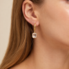 Eternos Acessórios - Brinco Feminino Argola com Zircônia Cristal Dourado