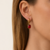 Eternos Acessórios - Brinco Feminino Argola com Zircônia Vermelho Rubi Dourado em Aço Inox 316L
