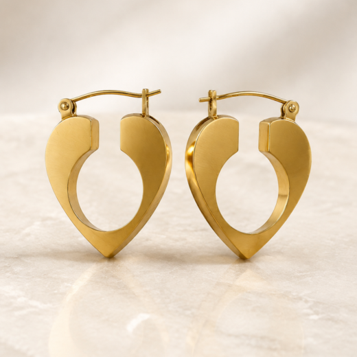Brinco Feminino Argola Gota Dourado Aço Inoxidável 316L