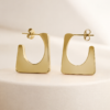 Eternos Acessórios - Brinco Feminino Argola Quadrada Dourado Aço Inoxidável 316L