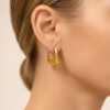 Eternos Acessórios - Brinco Feminino Argola Quadrada Dourado Aço Inoxidável 316L