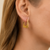 Eternos Acessórios - Brinco Feminino Argola Quadrada Dourado Aço Inoxidável 316L