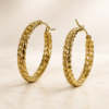 Eternos Acessórios - Brinco Feminino Argola Corda Grande Dourado Aço Inoxidável 316L