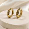 Eternos Acessórios - Brinco Feminino Argola Corda Dourado Aço Inoxidável 316L