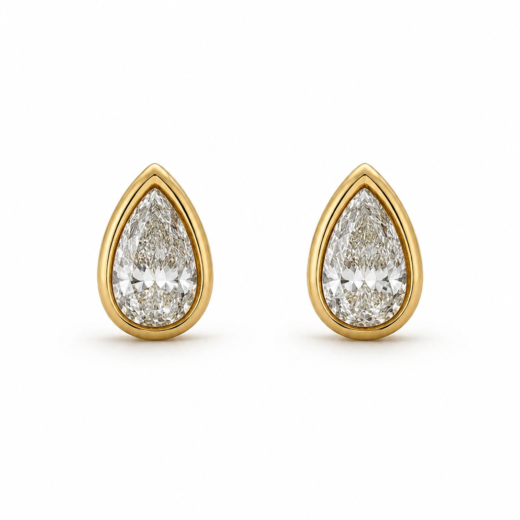 Brinco Feminíno Gota Zircônea Cristal Dourado
