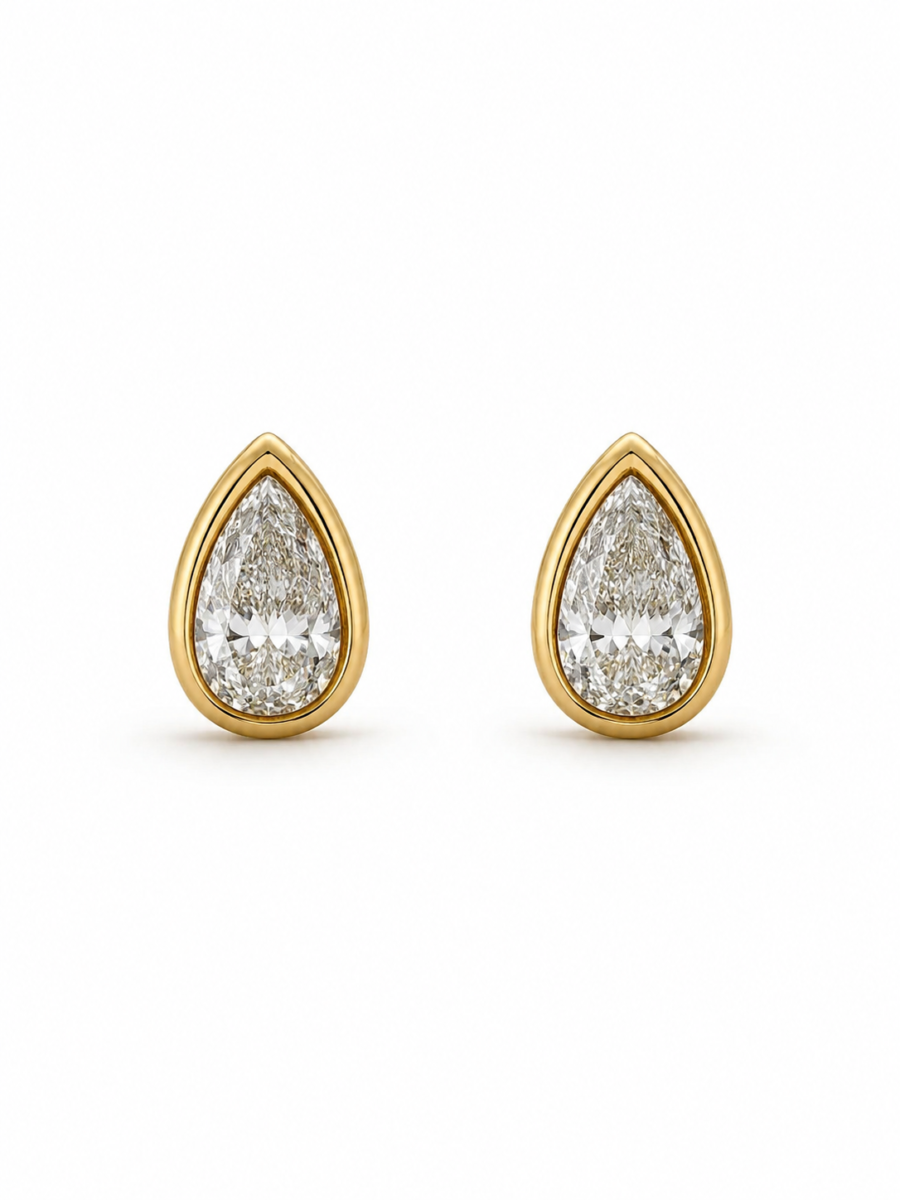 Eternos Acessórios - Brinco Feminíno Gota Zircônea Cristal Dourado