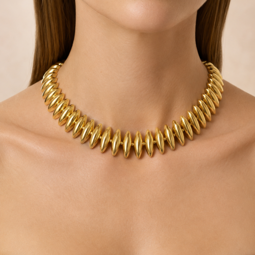 Colar Gargantilha Feminino Elos Marcantes Dourado em Aço Inox 316L