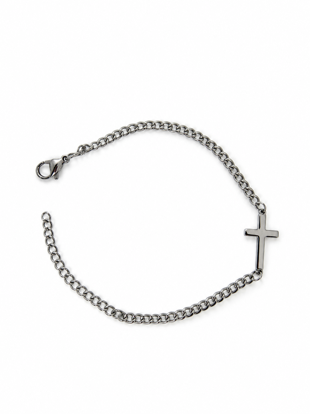 Eternos Acessórios - Pulseira Feminina Aço Inox 316L Corrente Groumet e Cruz Pulseira Feminina Aço Inox 316L Corrente Groumet e Cruz - Imagem 2