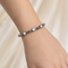 Eternos Acessórios - Pulseira Feminina Aço Inox 316L Estrelas Madri Pérola