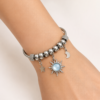 Eternos Acessórios - Pulseira Feminina Aço Inox 316L Berloque Sol Azul Estrela e Lua