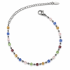 Eternos Acessórios - Pulseira Feminina Aço Inox 316L Bolinhas e Cristais Coloridos