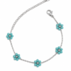 Eternos Acessórios - Pulseira Feminina Aço Inox 316L Flores Azul Turqueza