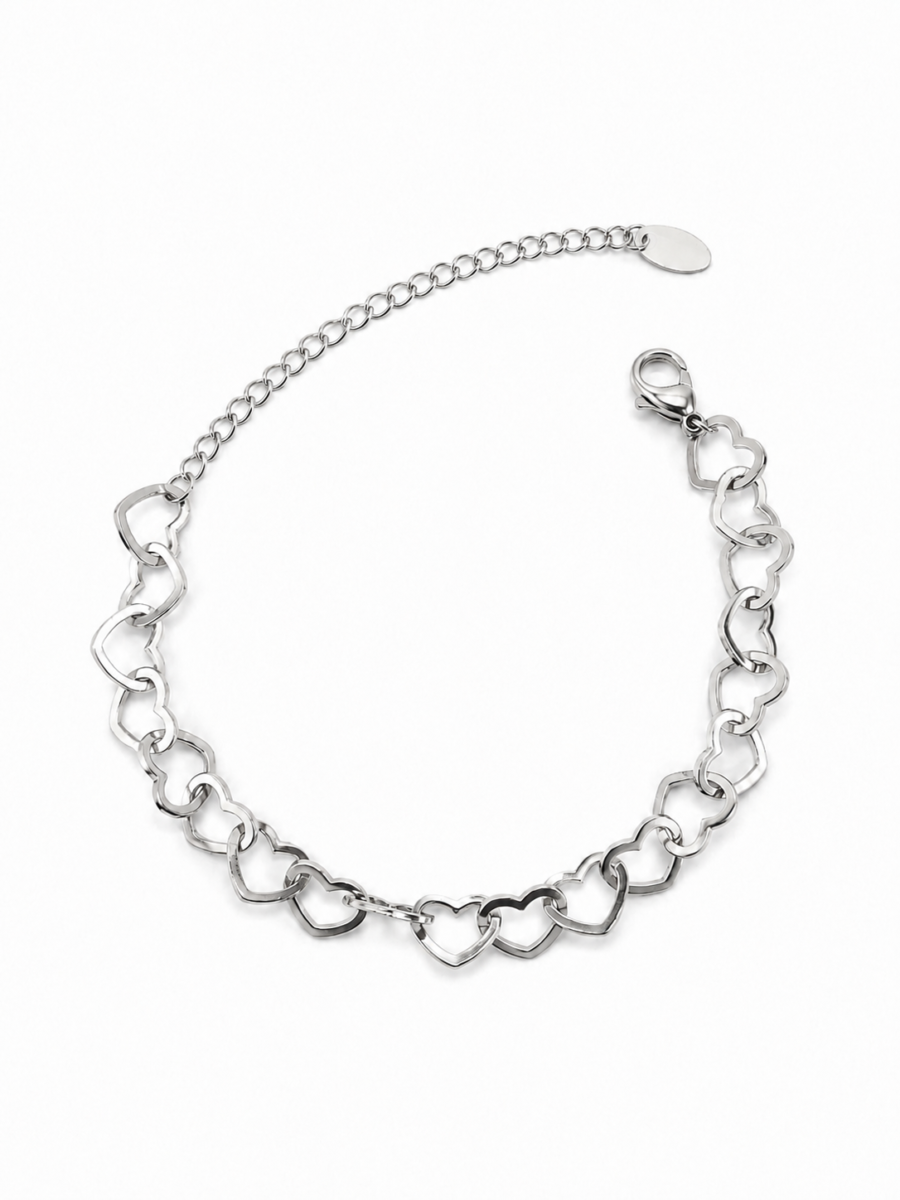 Eternos Acessórios - Pulseira Feminina Aço Inox 316L Corações Vazados Grande Eternos Acessórios - Pulseira Feminina Aço Inox 316L Corações Vazados Grande