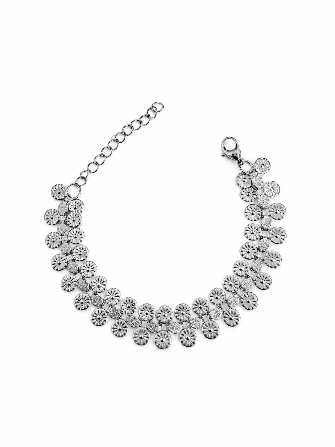 Eternos Acessórios - Pulseira Feminina Aço Inox 316L Medalhas Luxo