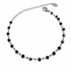 Eternos Acessórios - Pulseira Feminina Aço Inox 316L Bolinha e Cristais Preto