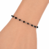 Eternos Acessórios - Pulseira Feminina Aço Inox 316L Bolinha e Cristais Preto