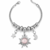 Eternos Acessórios - Pulseira Feminina Aço Inox 316L Berloque Sol Rosa Lua e Estrela