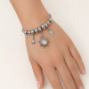 Eternos Acessórios - Pulseira Feminina Aço Inox 316L Berloque Sol Rosa Lua e Estrela
