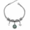Eternos Acessórios - Pulseira Feminina Aço Inox 316L Berloque Pedra Exotérica Lua e Estrela