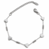 Eternos Acessórios - Pulseira Feminina Aço Inox 316L Bolinha e Coração Liso
