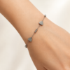 Eternos Acessórios - Pulseira Feminina Aço Inox 316L Bolinha e Coração Liso