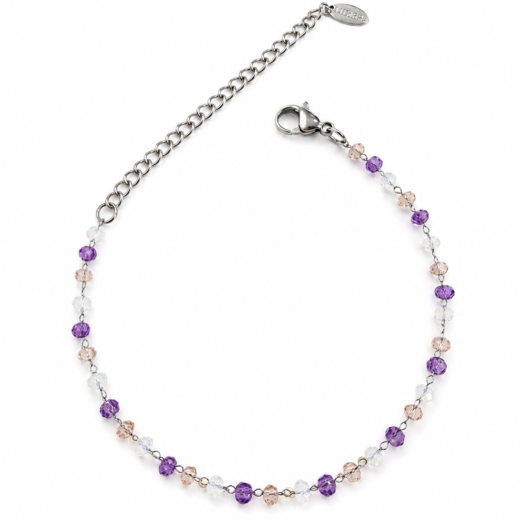 Pulseira Feminina Aço Inox 316L Cristais Nude
