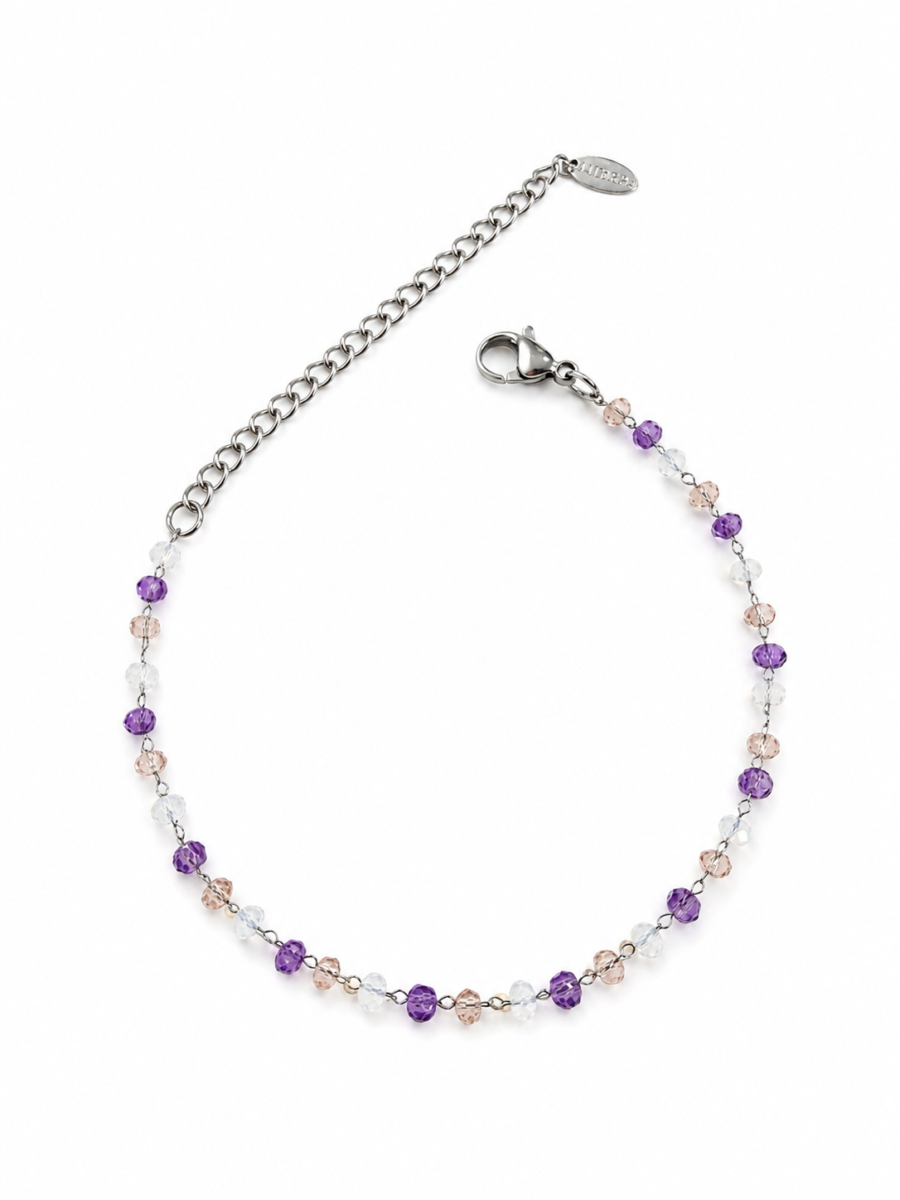 Eternos Acessórios - Pulseira Feminina Aço Inox 316L Cristais Nude