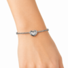 Eternos Acessórios - Pulseira Feminina Aço Inox 316L Corrente Pingente Coração Pérola e Cristais