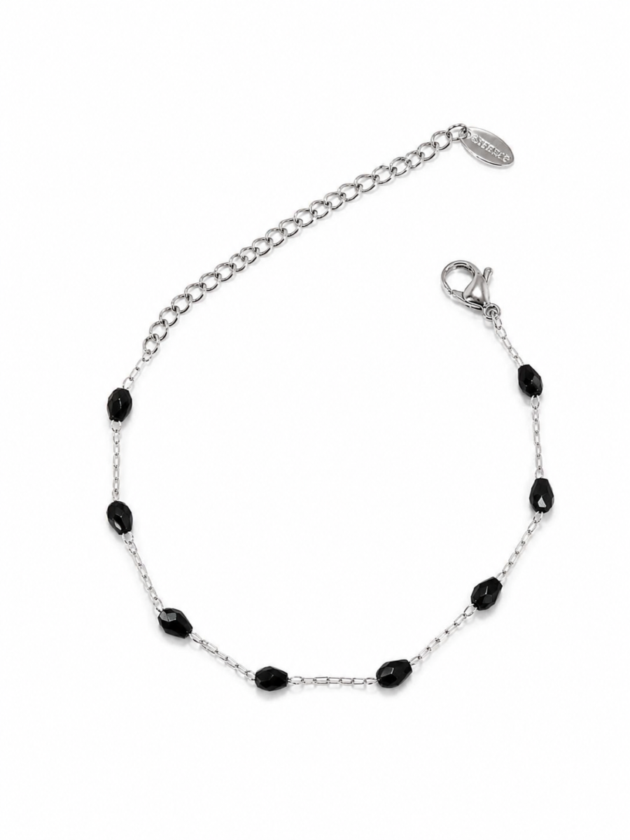 Eternos Acessórios - Pulseira Feminina Aço Inox 316L Cristais Preto Fino Eternos Acessórios - Pulseira Feminina Aço Inox 316L Cristais Preto Fino