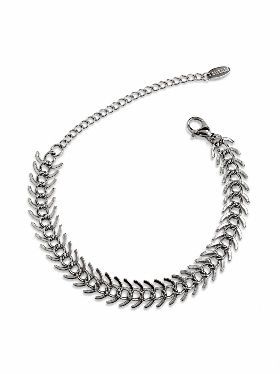 Eternos Acessórios - Pulseira Feminina Aço Inox 316L Espinho de Peixe