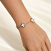 Eternos Acessórios - Pulseira Feminina Aço Inox 316L Corrente Trevo Branco