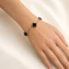 Eternos Acessórios - Pulseira Feminina Aço Inox 316L Corrente Trevo Preto