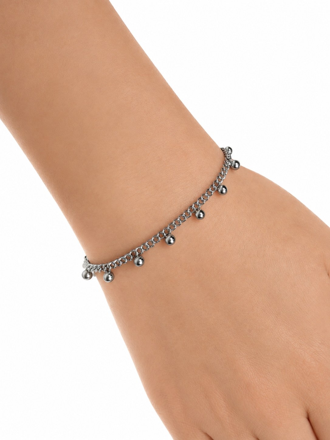 Eternos Acessórios - Pulseira Feminina Aço Inox 316L Corrente de Esferas Pulseira Feminina Aço Inox 316L Corrente de Esferas - Imagem 2